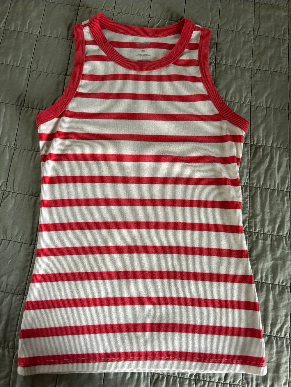 Sonoma Red & White Striped Ribbed Tank